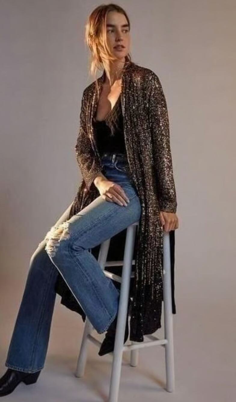 Anthropologie BB Dakota Dulcinea Sequined Duster Jacket XS